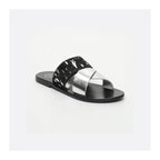 White Sun - Mules Chleo - Argent, Noir Et Feuille D'Argent - Femme