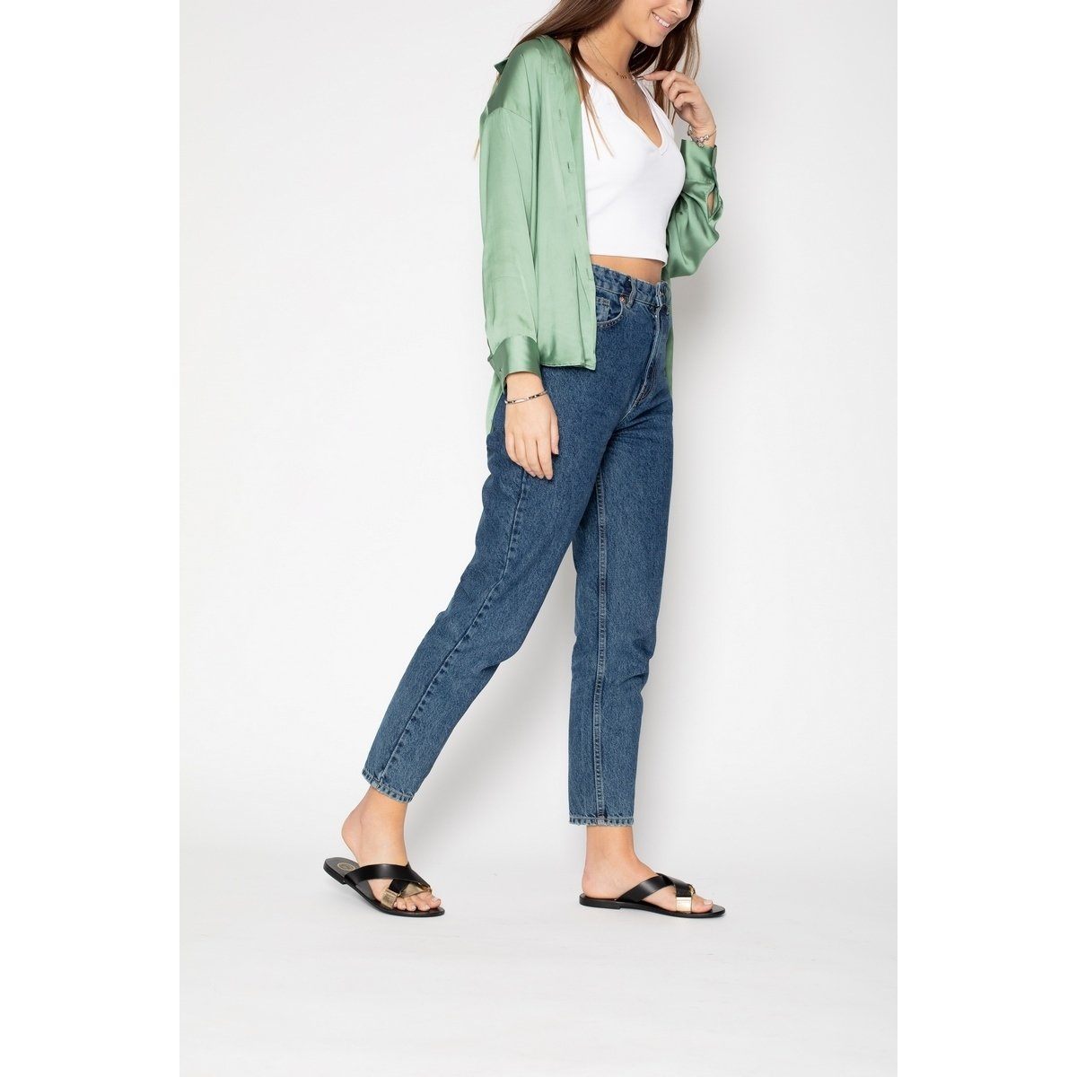 White Sun - Mules Elly - Or Foncé Et Noir - Femme