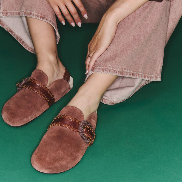 Georgette Mules in Cognac Velvet Calfskin