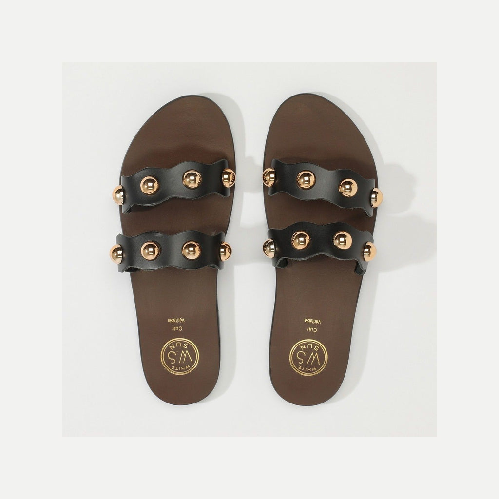 White Sun - Mules Kanoya - Black Buff - Black