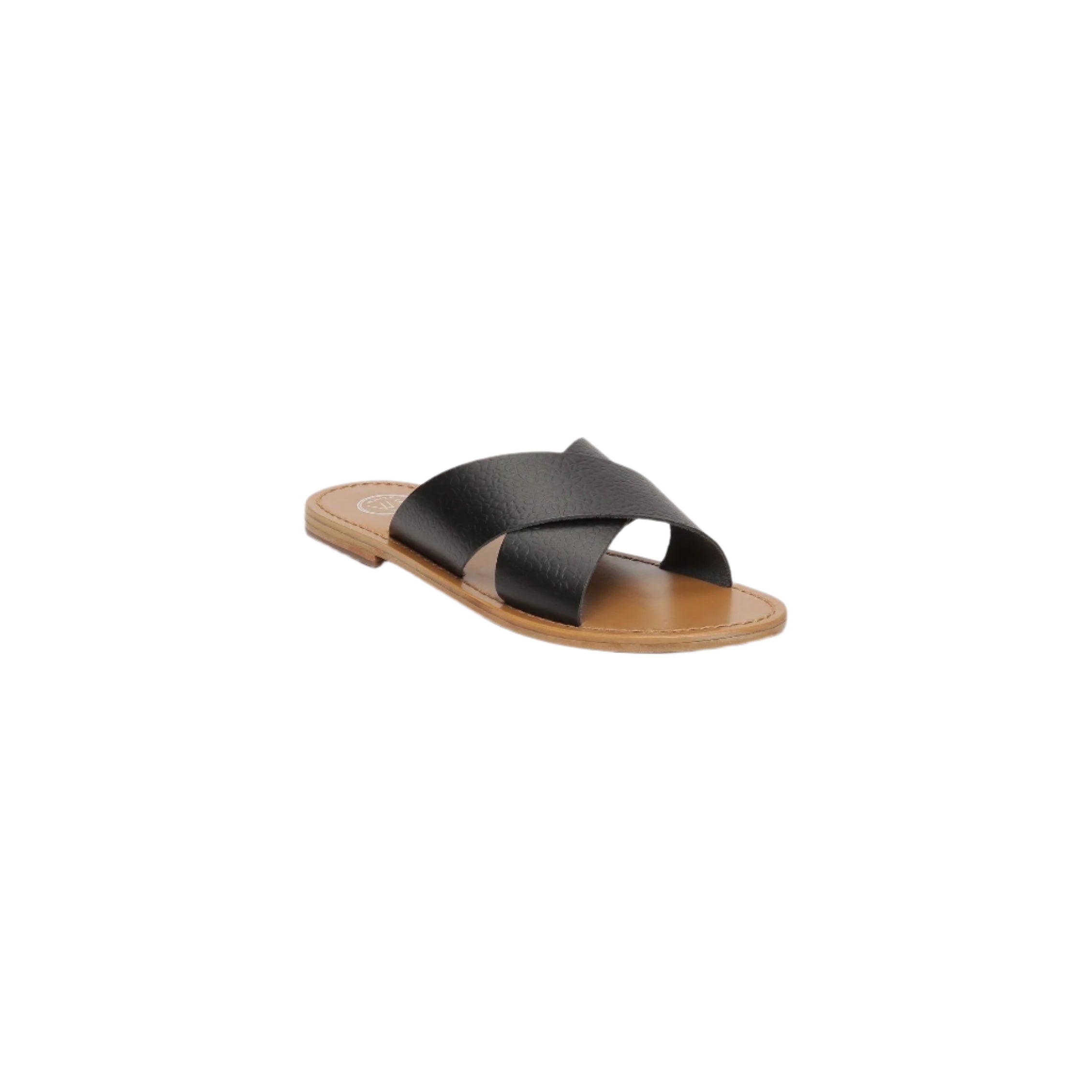 White Sun - Mules Lanruen - Cuero negro Buff con estampado en relieve - Negro
