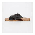 White Sun - Mules Lanruen - Cuero negro Buff con estampado en relieve - Negro