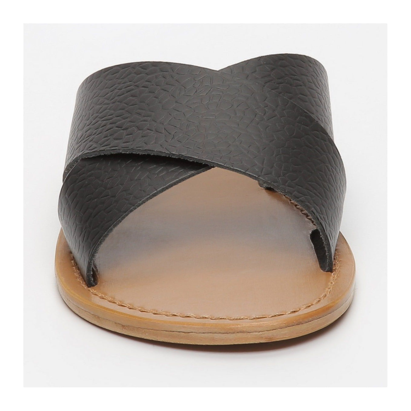 White Sun - Mules Lanruen - Cuero negro Buff con estampado en relieve - Negro