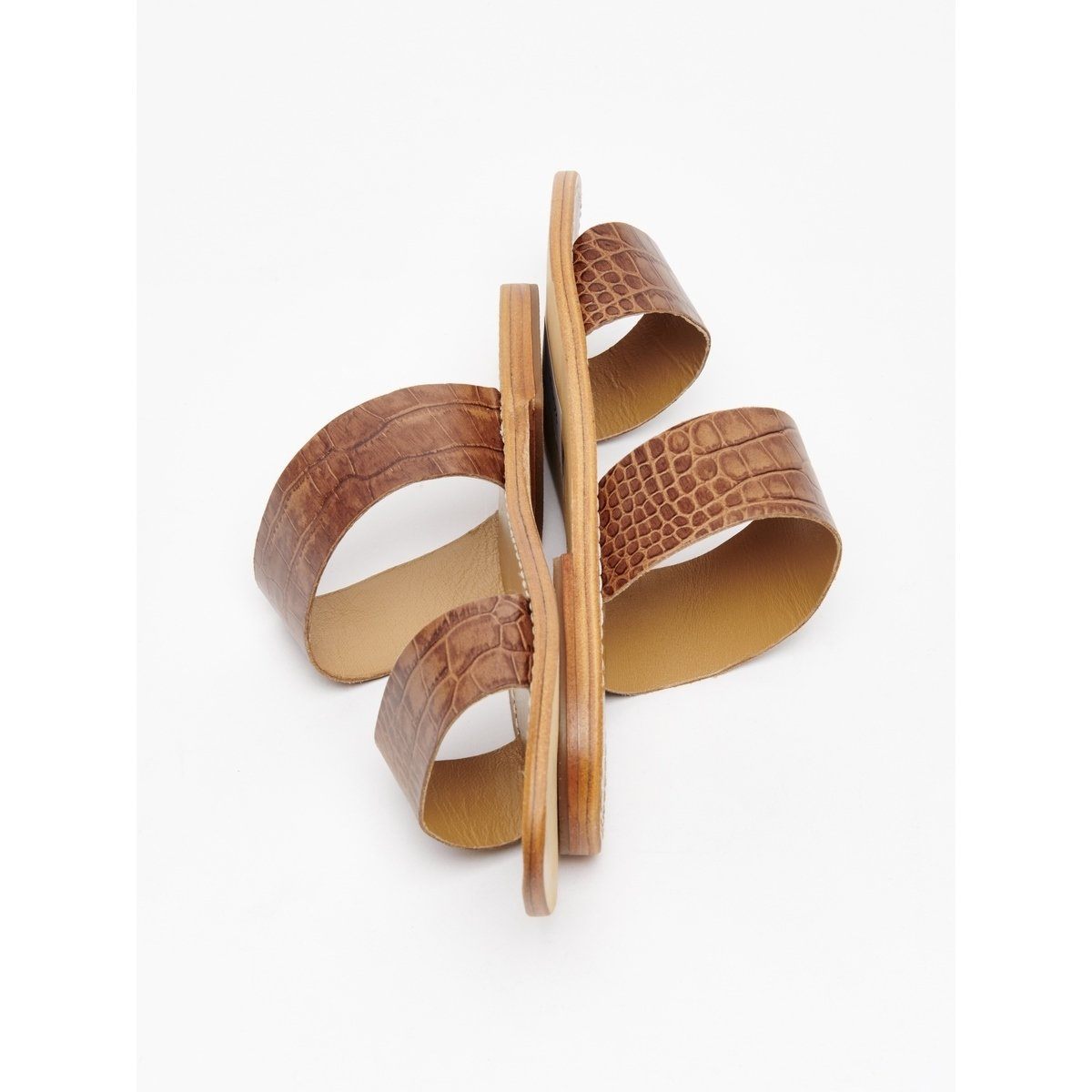White Sun - Mules Natica - Croco Tan - Femme