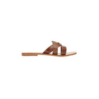 White Sun - Mules Noham - Tan Croco Print Goat - Camel Croco