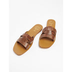 White Sun - Mules Noham - Tan Croco Print Goat - Camel Croco