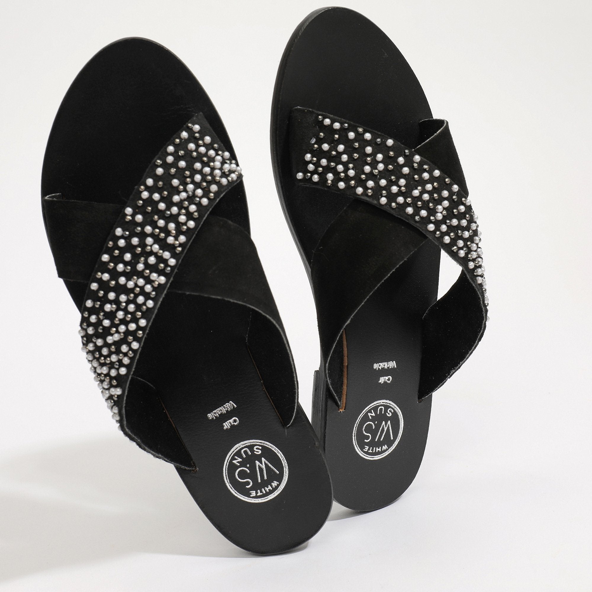 White Sun - Mules Papiro - Negro - Mujer