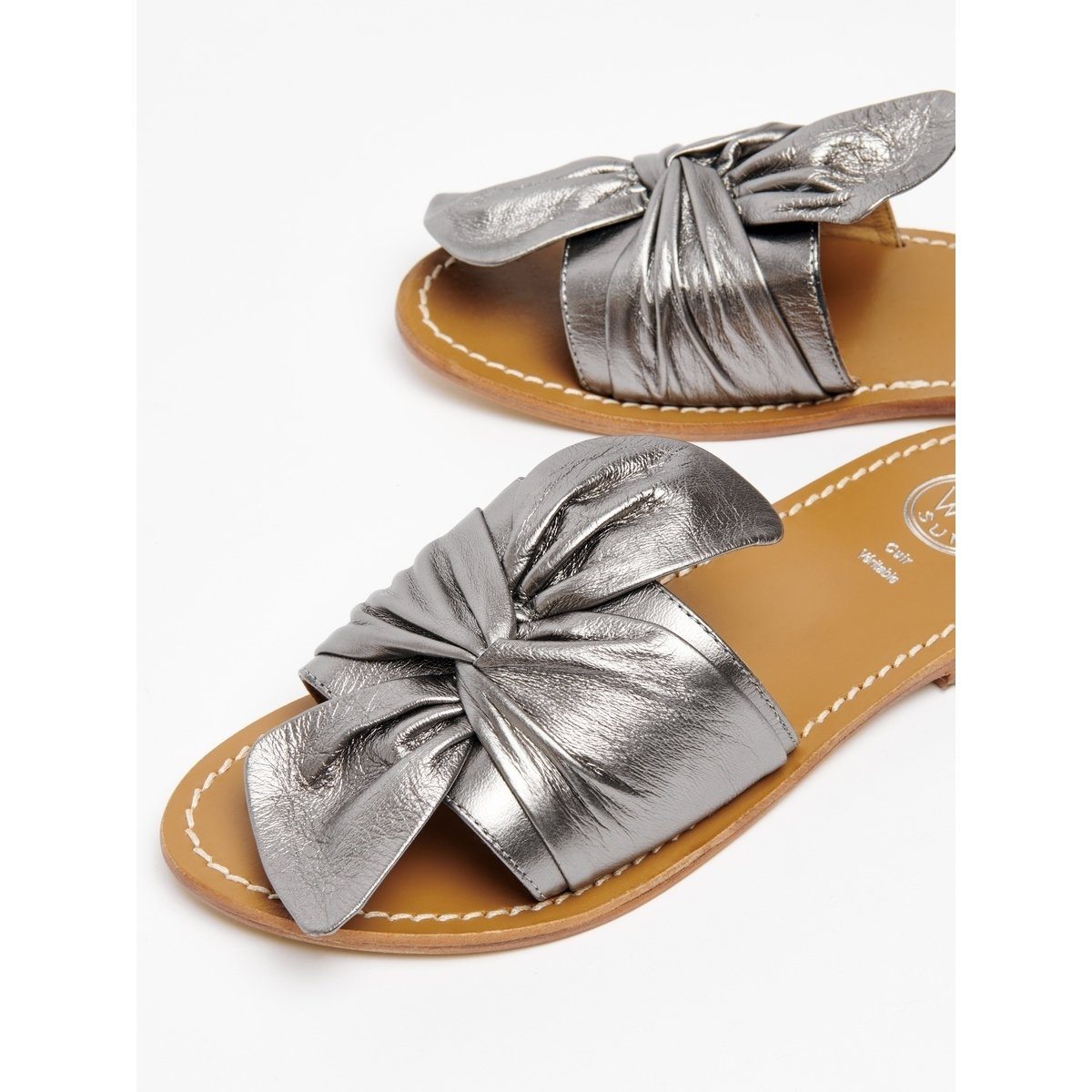 White Sun - Mules Simpatica - Grey Metallic Nappa - Gris