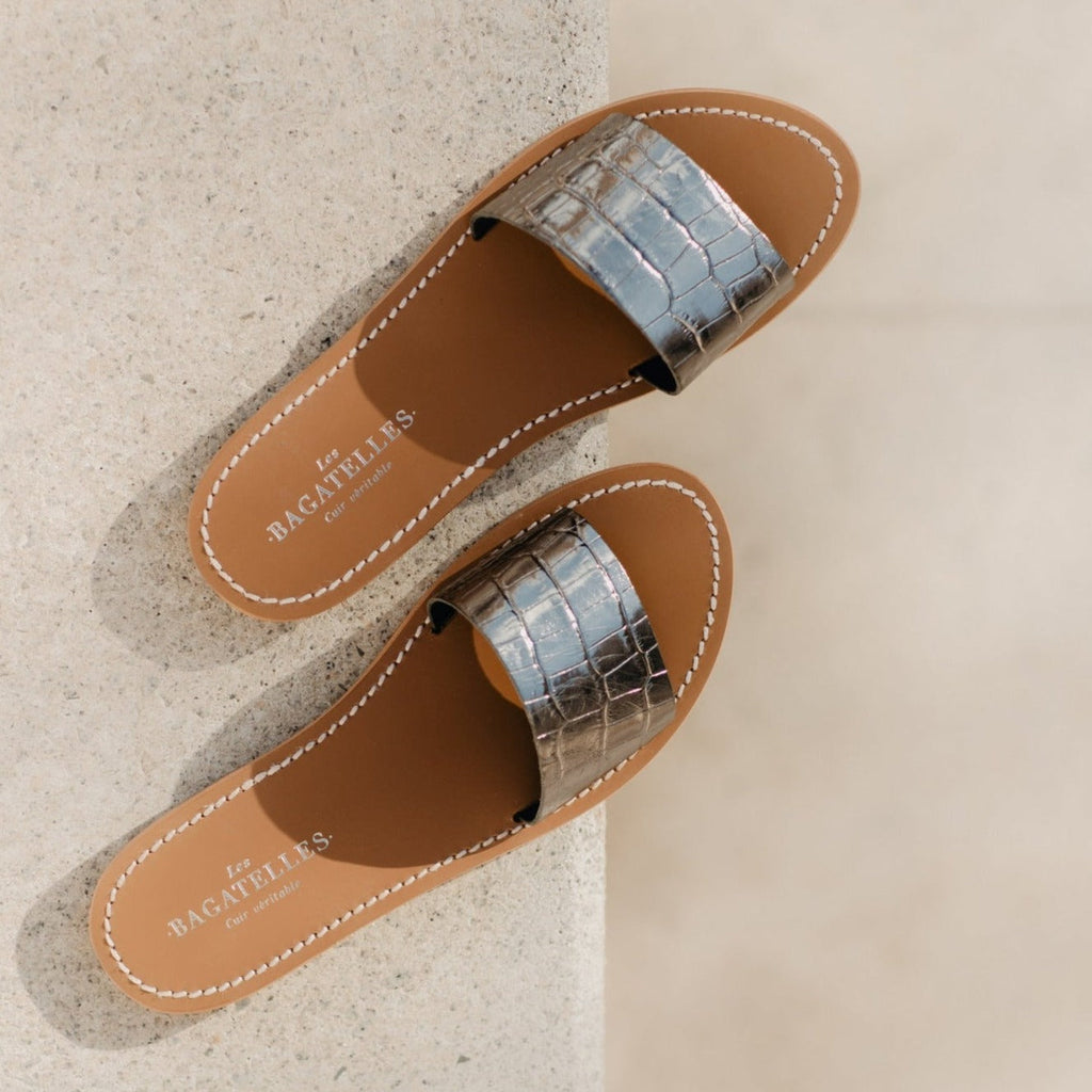 Mules York - Pewter Croco
