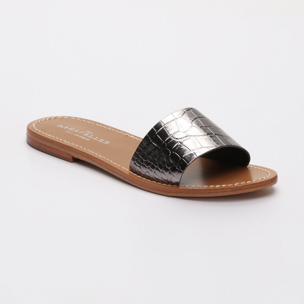 Mules York - Pewter Croco