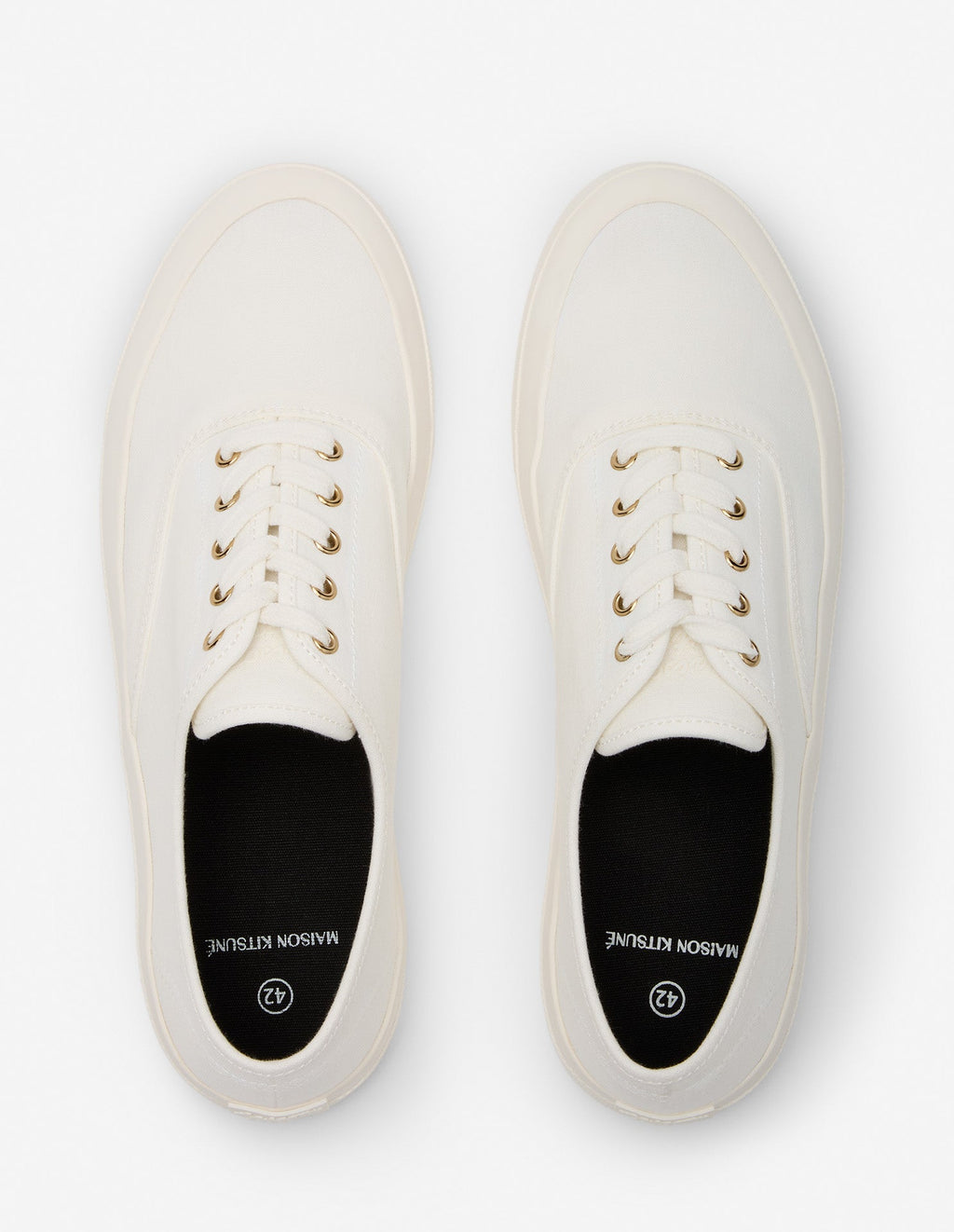 Canvas Lace-Up Sneakers - White - Women