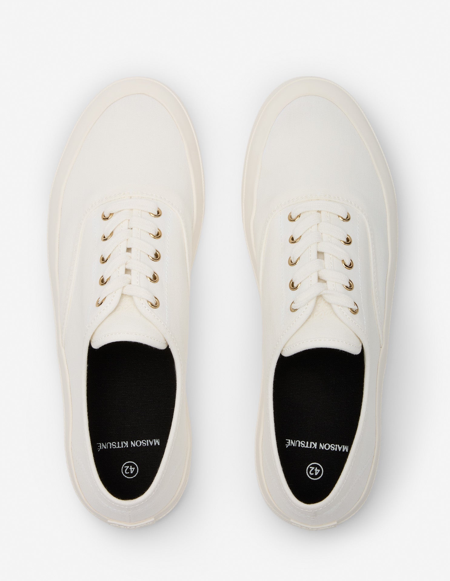 Canvas Lace-Up Sneakers - White - Women