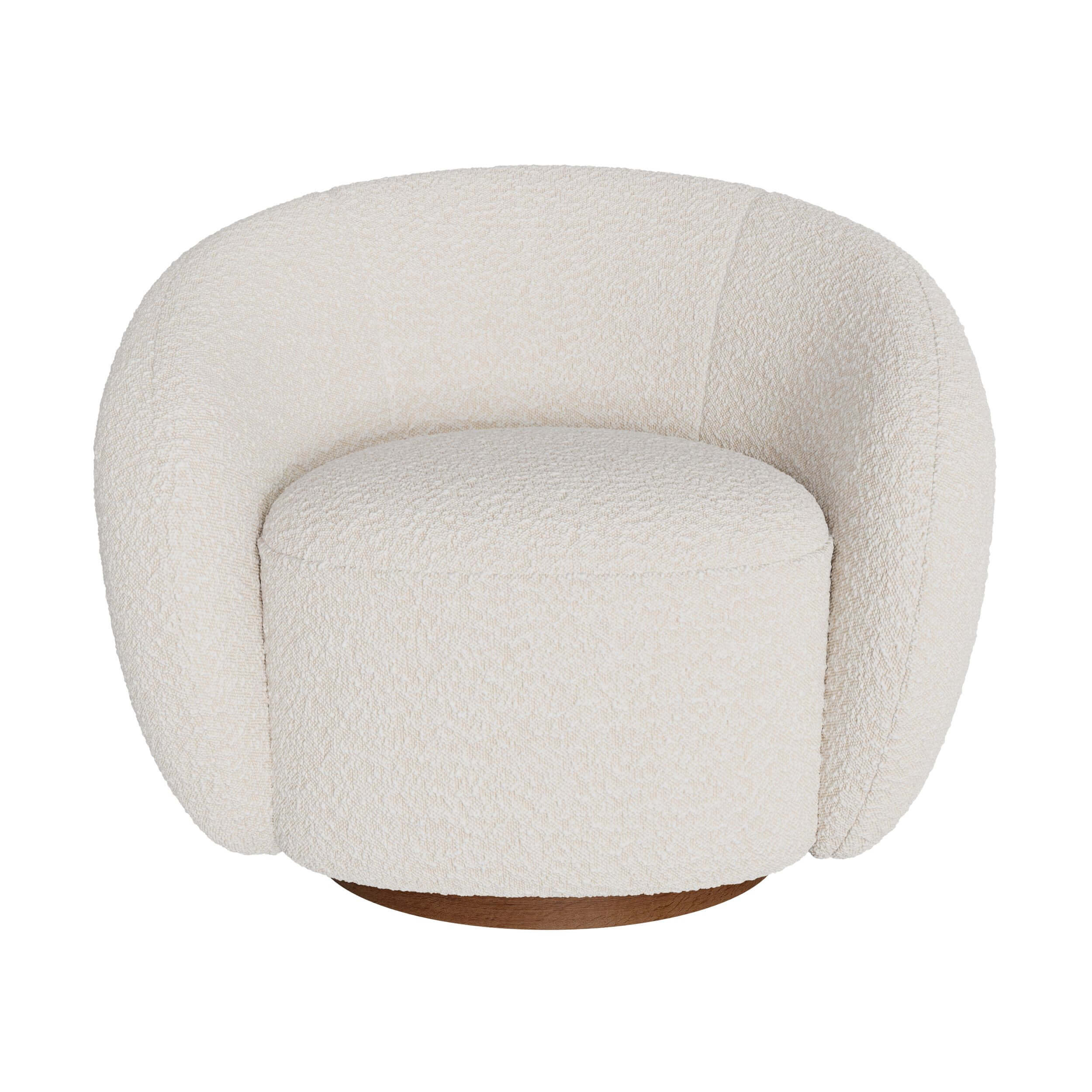 Naya - Fauteuil Pivotant En Tissu Bouclé Blanc
