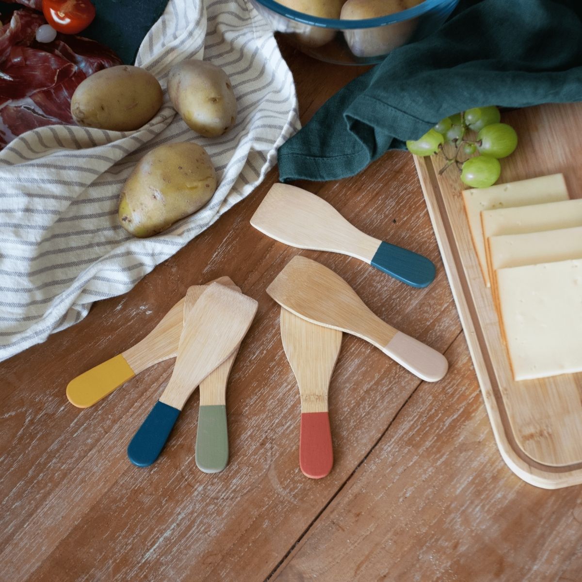 Set De 6 Espátulas Para Raclette De Bambú - Multicolor