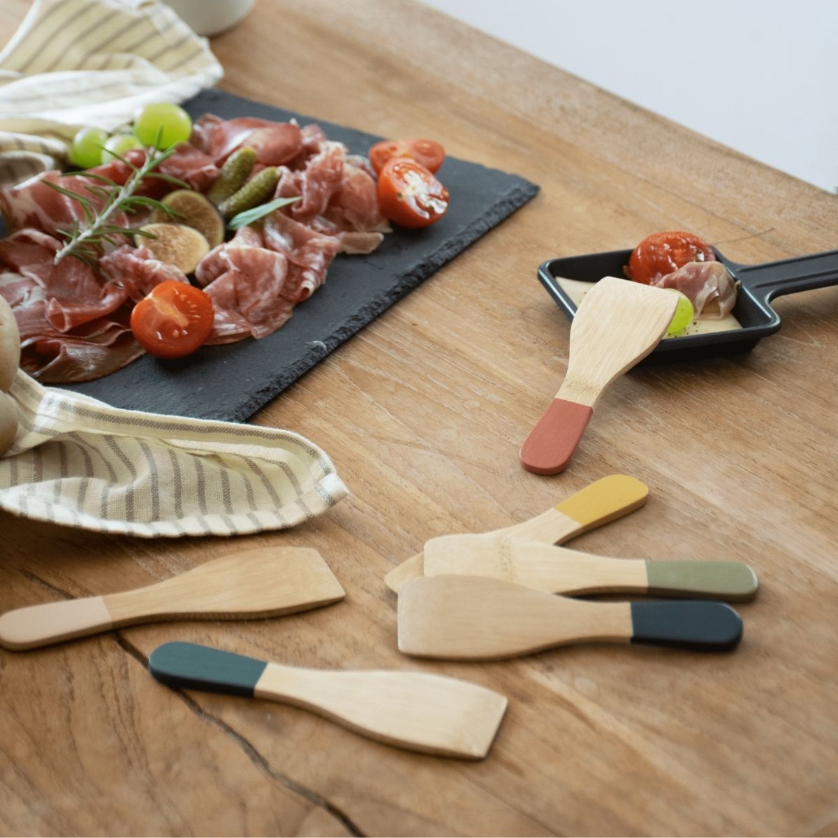 Set De 6 Espátulas Para Raclette De Bambú - Multicolor