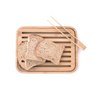 Bamboo Bread Board and Toast Tongs Set - Beige