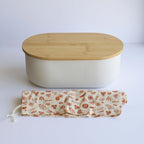 Set Boîte À Pain 4 En 1 En Métal Et Bambou Crème - Crème, Beige