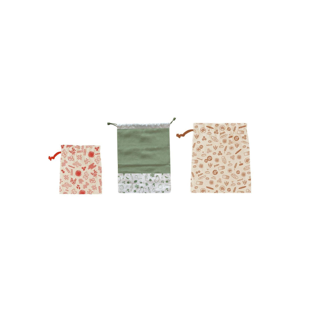Set Di 3 Sacchetti Zero Sprechi In Cotone Biologico - Multicolore