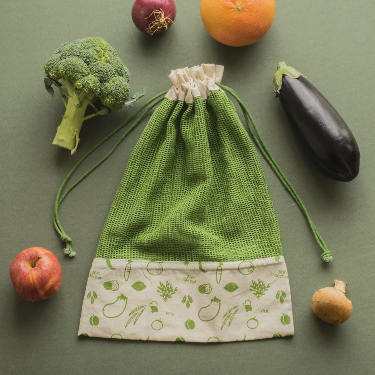 Sacchetto Per Verdure In Cotone Biologico - Verde
