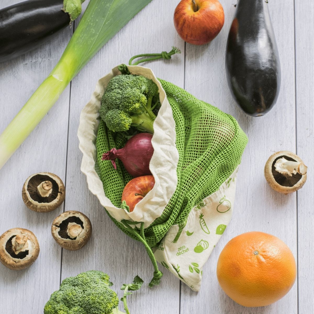 Sacchetto Per Verdure In Cotone Biologico - Verde