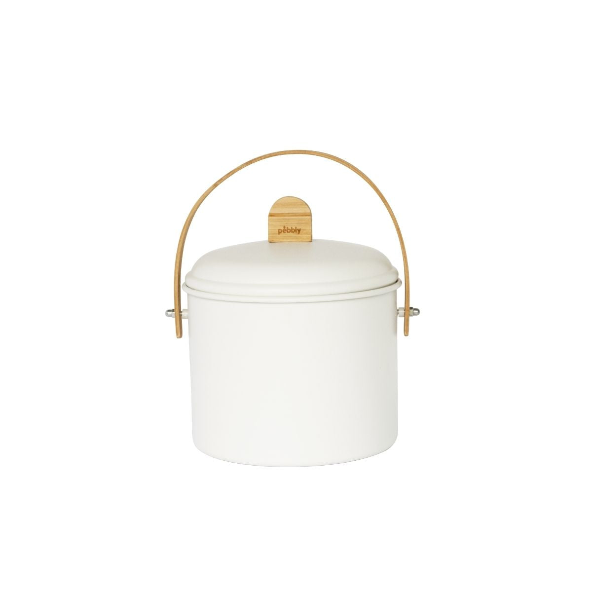 Steel And Bamboo Compost Caddy - 3.5 L - Cream
