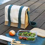 Sac Déjeuner À Bandoulière En Coton Bio - Bleu Canard