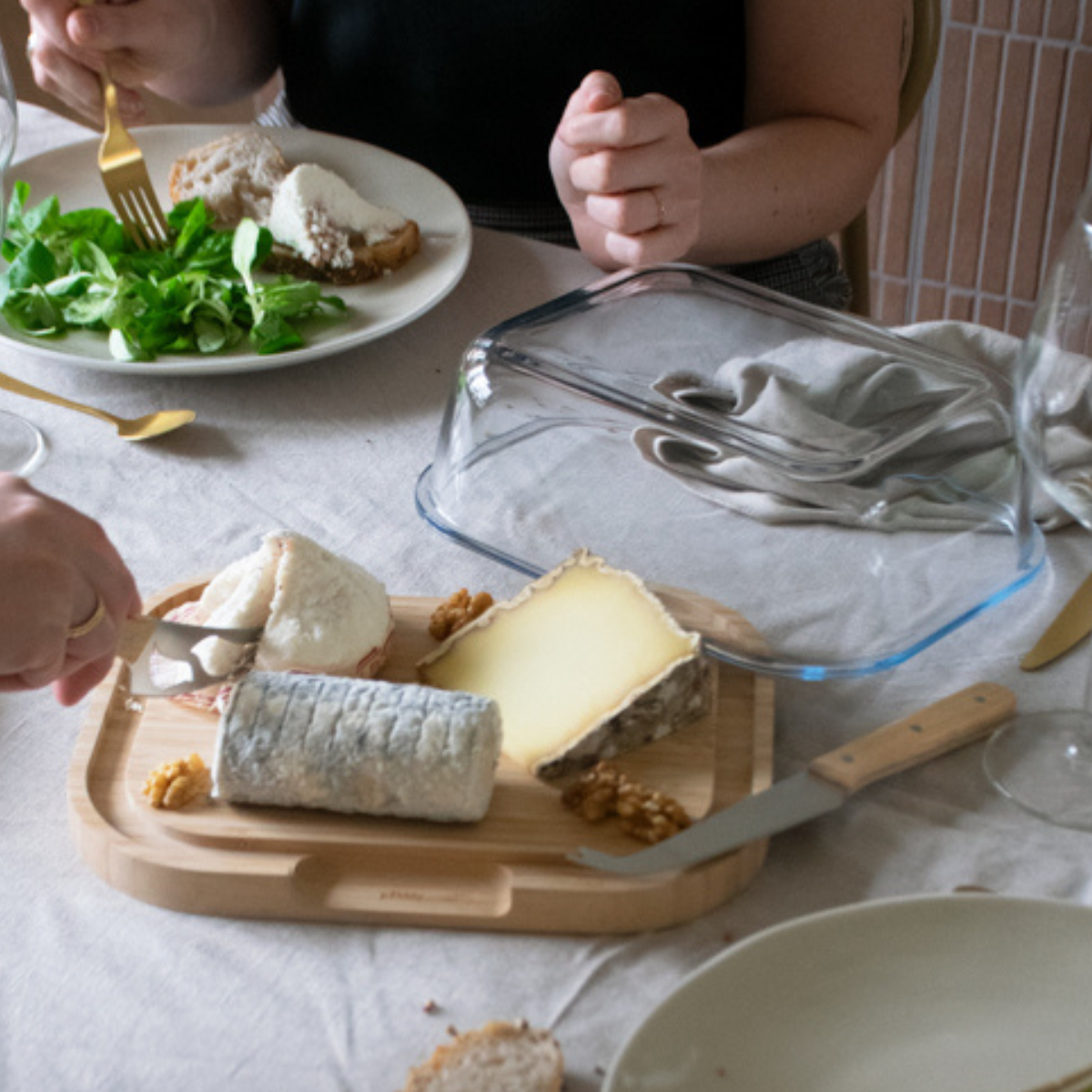 Boîte À Fromage En Verre Et Bambou - Transparent