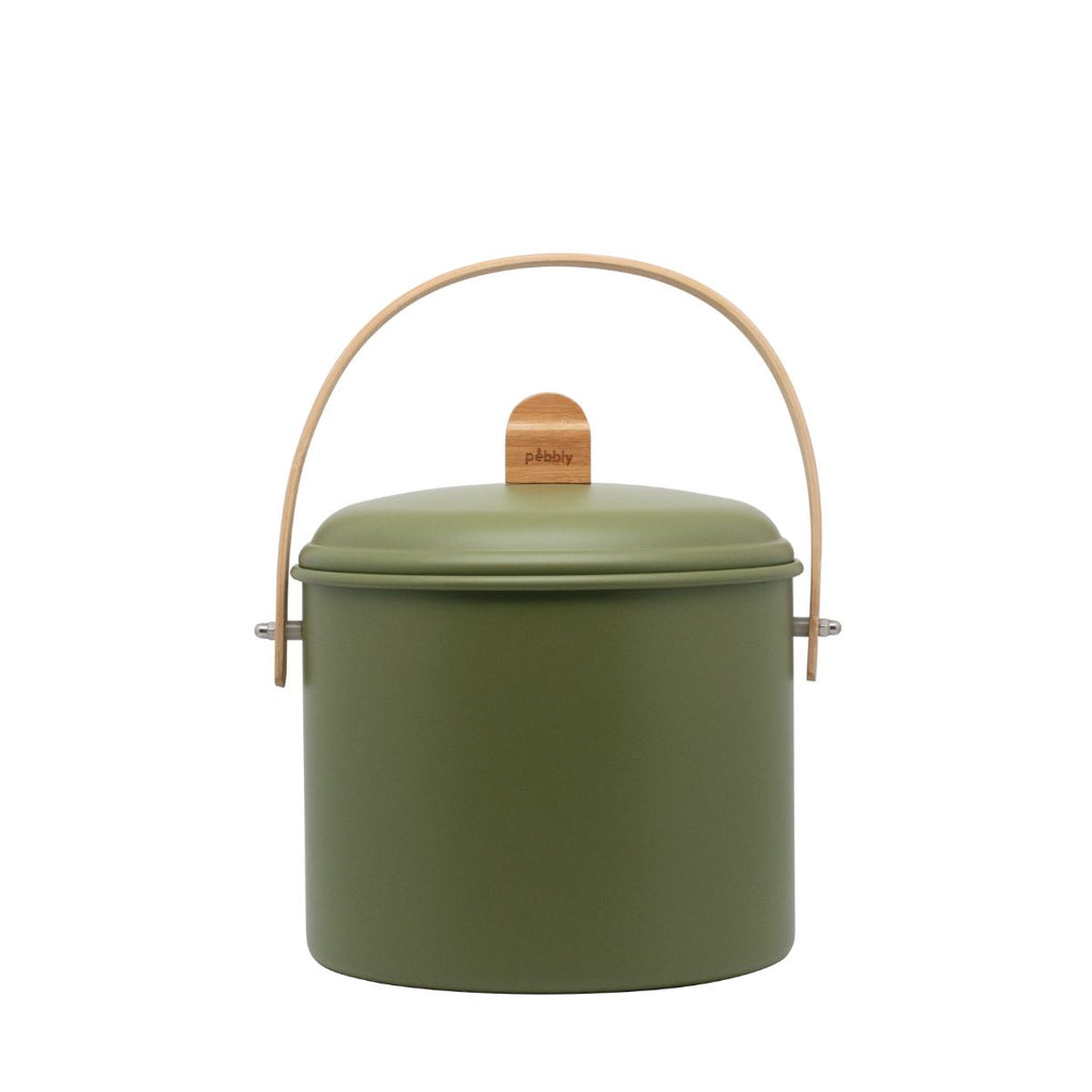 Steel And Bamboo Compost Bin - 7 L - Green