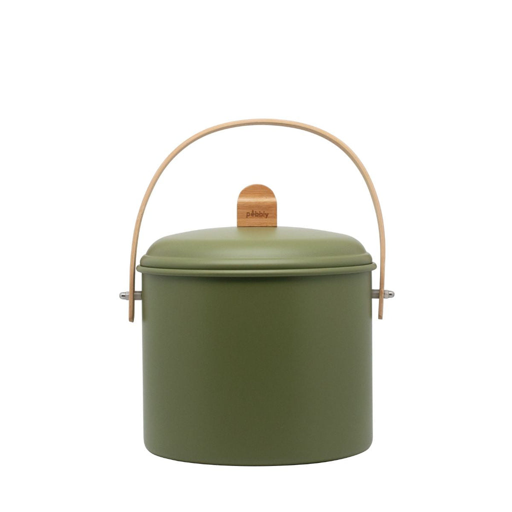 Indoor Steel Compost Bin with Bamboo Handle - 7 Litres - Green