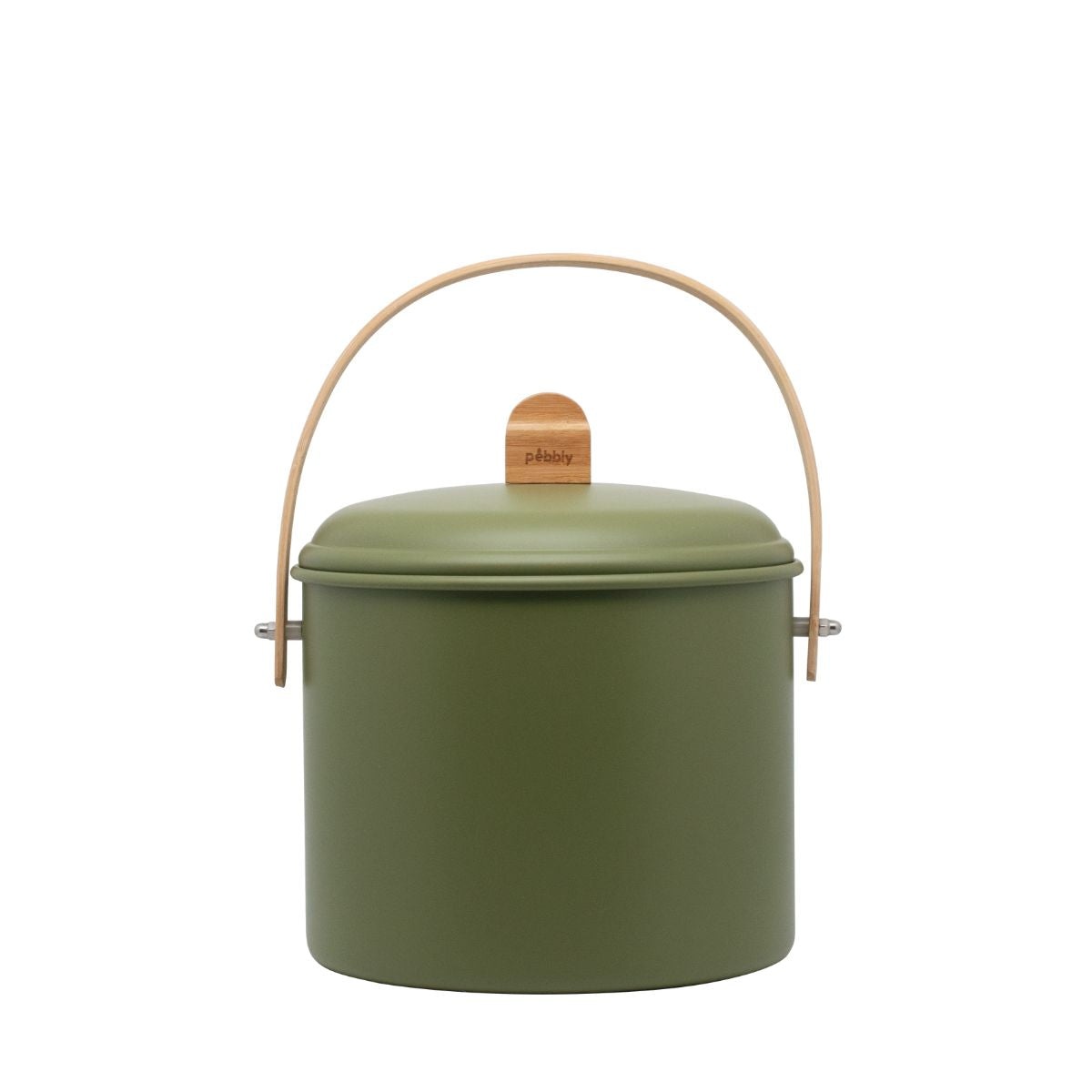 Indoor Steel Compost Bin with Bamboo Handle - 7 Litres - Green