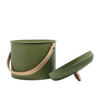 Indoor Steel Compost Bin with Bamboo Handle - 7 Litres - Green
