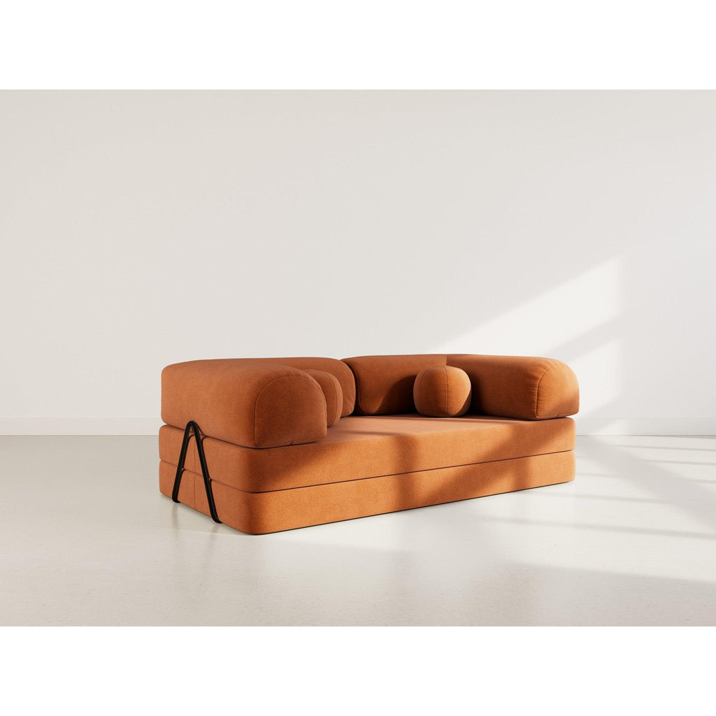 Nebula - Canapé Convertible - 3 Places - Velours Texturé - Terracotta