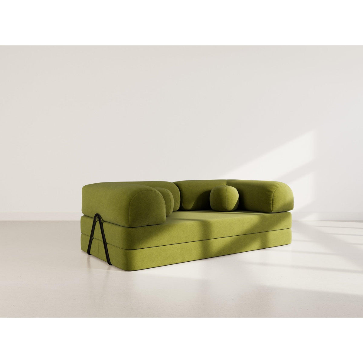 Nebula - Sofá Cama - 3 Plazas - Terciopelo Texturizado - Verde Caqui