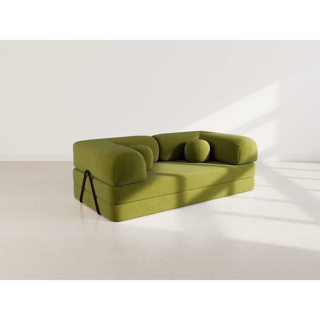 Nebula - Sofá Cama - 3 Plazas - Terciopelo Texturizado - Verde Caqui