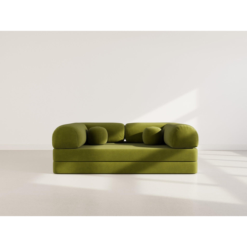 Nebula - Sofá Cama - 3 Plazas - Terciopelo Texturizado - Verde Caqui