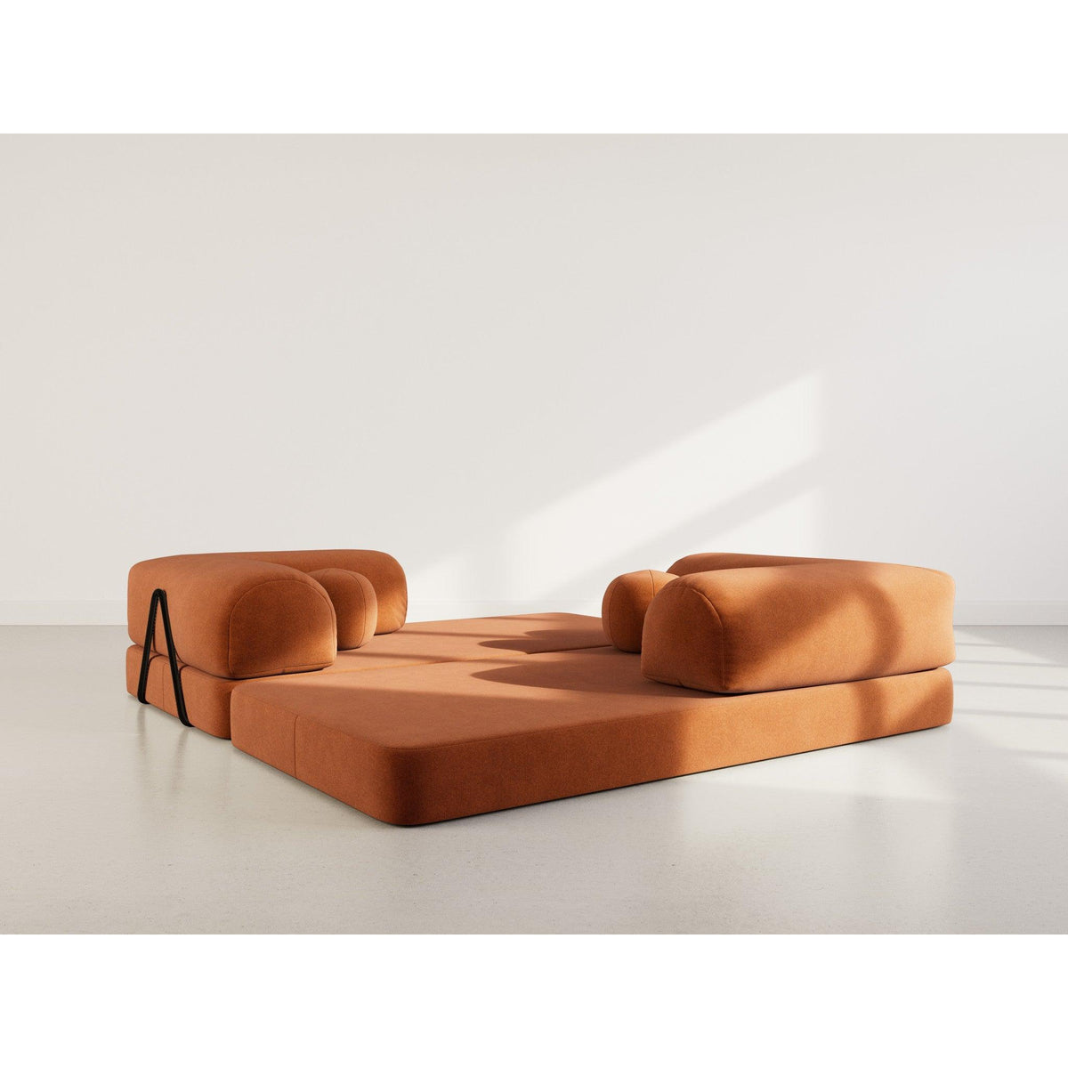 Nebula - Canapé Convertible - 3 Places - Velours Texturé - Terracotta
