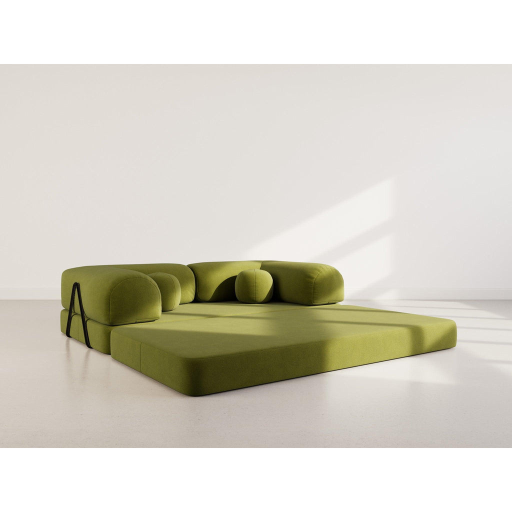 Nebula - Sofá Cama - 3 Plazas - Terciopelo Texturizado - Verde Caqui