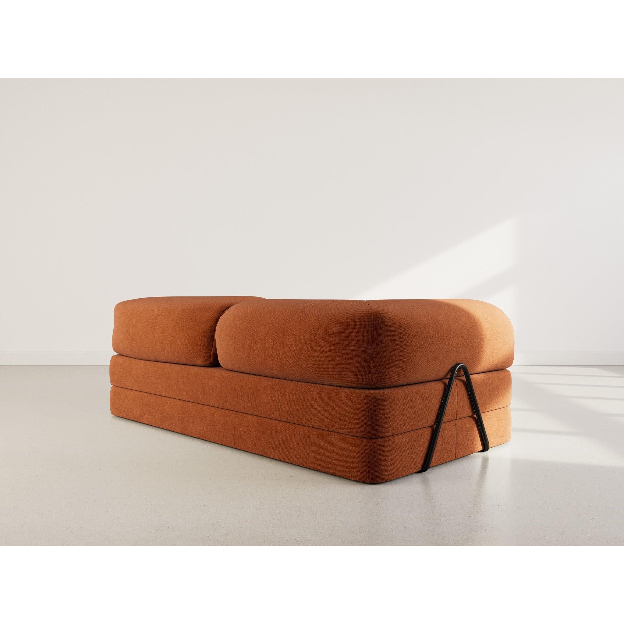 Nebula - Canapé Convertible - 3 Places - Velours Texturé - Terracotta