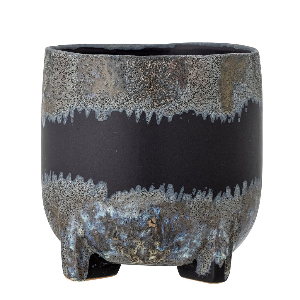 Nasru - Lot de 4 Cache-Pots - Noir - Grès