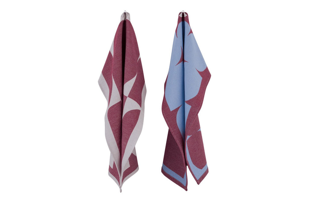 Lot De 2 Torchons Abi - Beet Red & Sky Blue