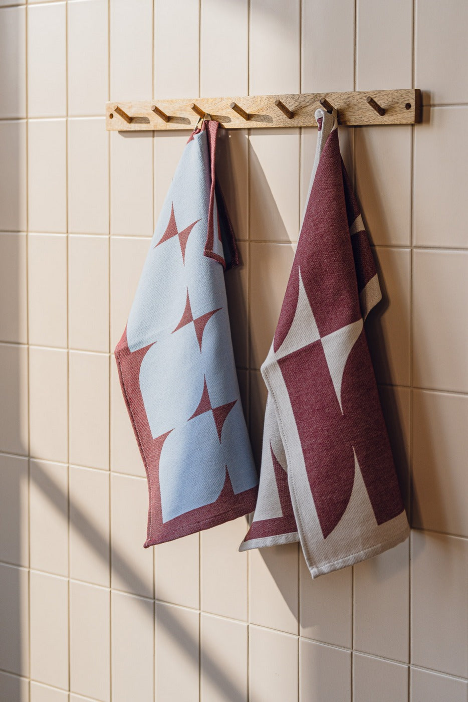 Lot De 2 Torchons Abi - Beet Red & Sky Blue