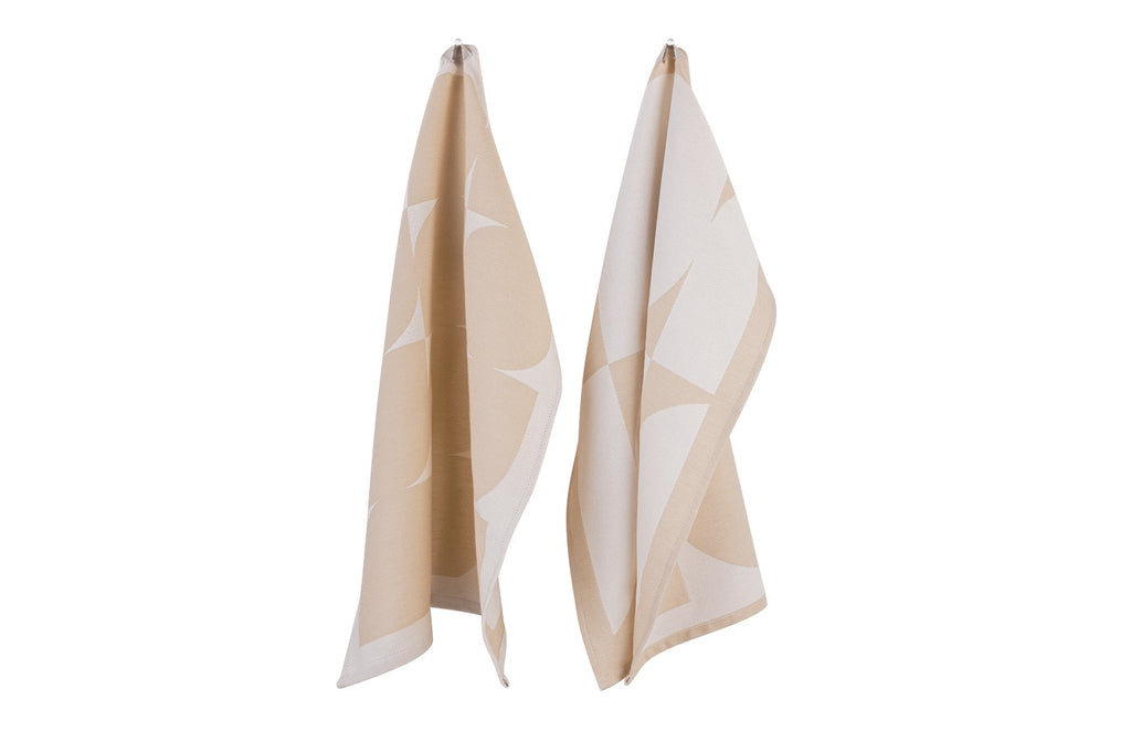 Lot De 2 Torchons Abi - Sand Beige & Cream