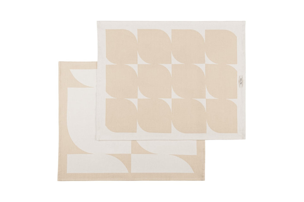 Lot De 2 Torchons Abi - Sand Beige & Cream