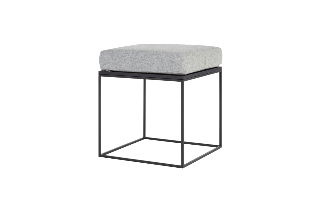 Pouf Feo - Black Oak Top / Universal Grey Wool Cushion