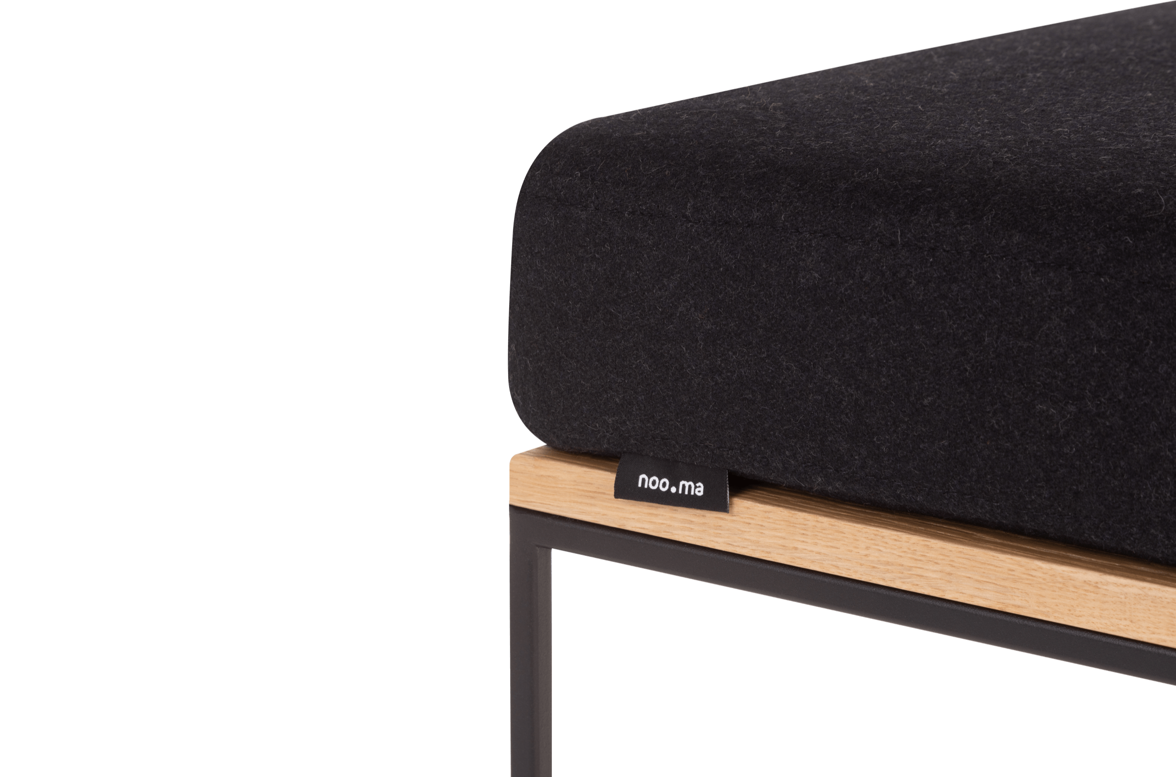 Pouf Feo - Oak Top / Black Tie Wool Cushion