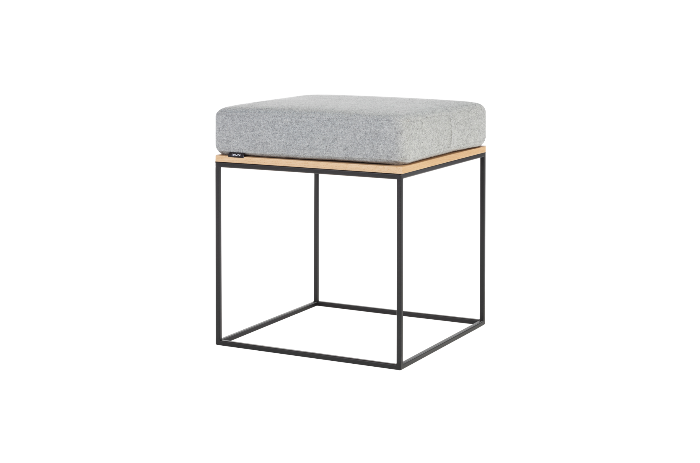 Pouf Feo - Oak Top / Universal Grey Wool Cushion