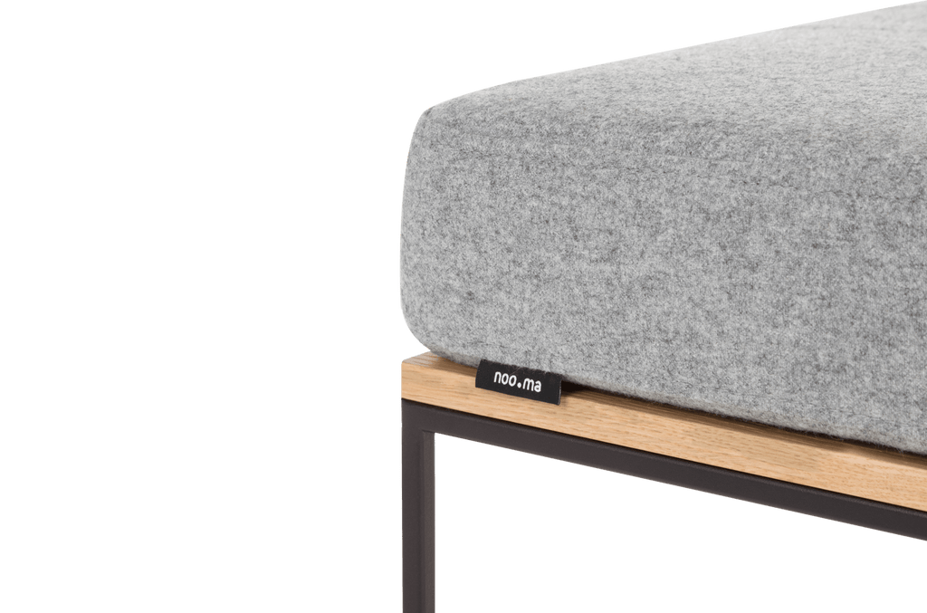Pouf Feo - Oak Top / Universal Grey Wool Cushion