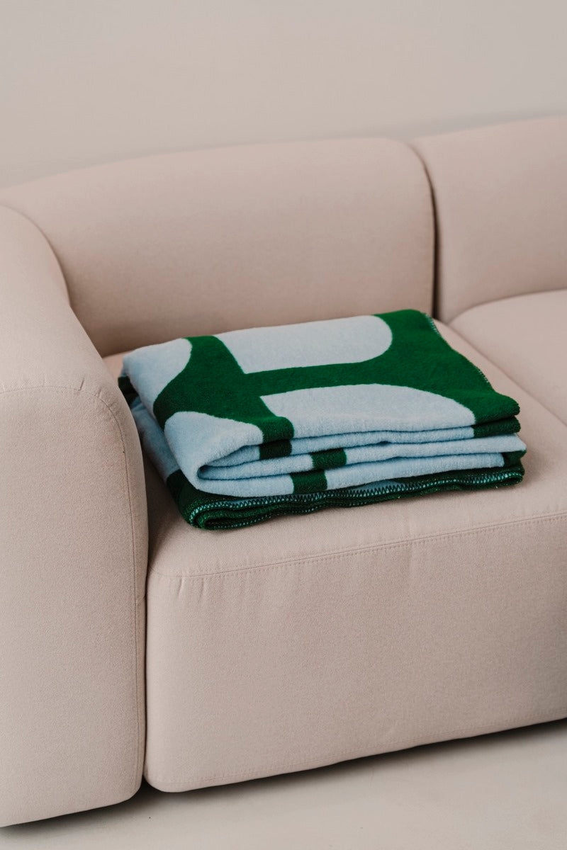 Gili Throw - Forest Green/Baby Blue