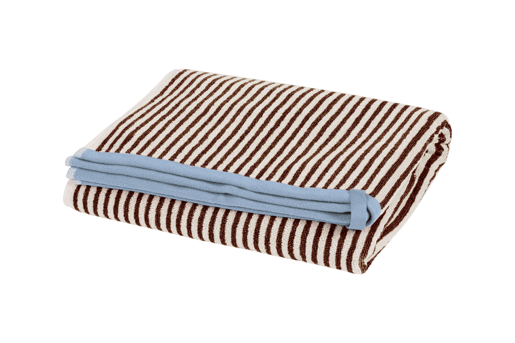 Gobo Bath Towel - Cocoa Brown/Narrow Stripes