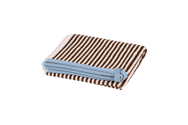 Gobo - Serviette De Toilette - Coton - Cocoa Brown / Narrow Stripes